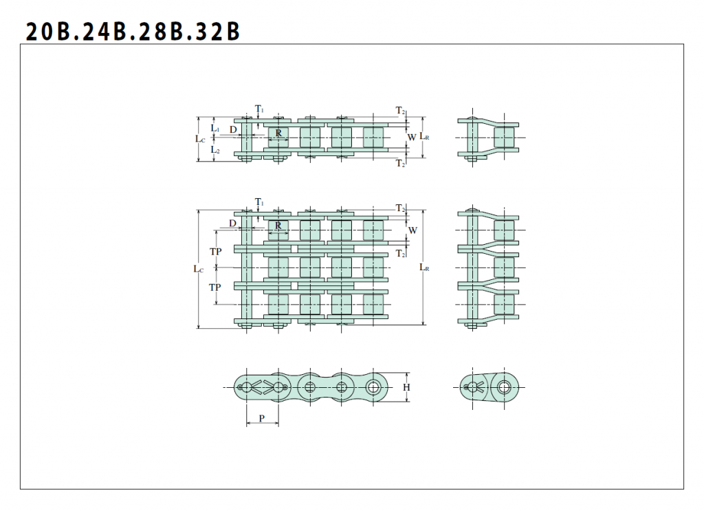 BS Standard Roller Chain 20B 24B 28B 32B