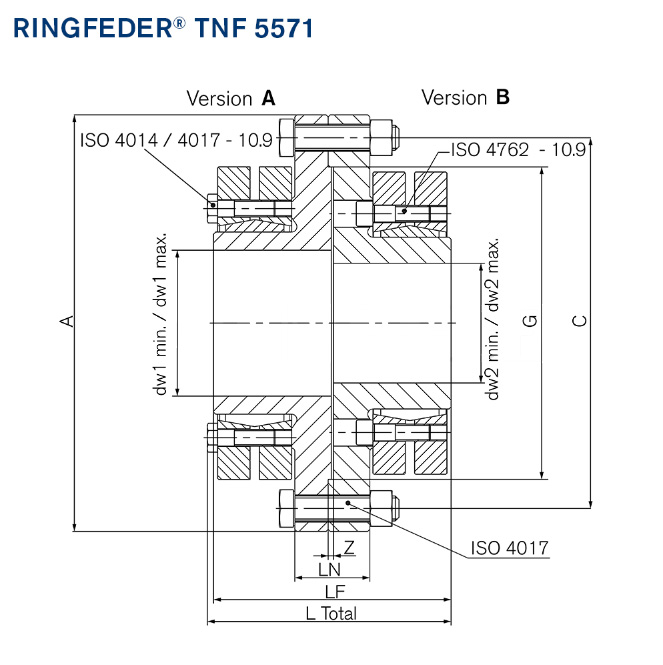 Ringfeder Flange Coupling drawing